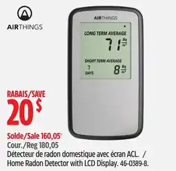 Canadian Tire Airthings Home Radon Detector with LCD Display offer