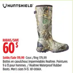 Canadian Tire Huntshield Realtree Waterproof Rubber Boots. Men's sizes 9-13 offer