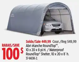 Canadian Tire ShelterLogic Waterproof RoundTop Shelter, 10 x 20 x 8' h offer