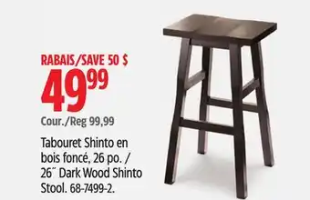 Canadian Tire 26˝ Dark Wood Shinto Stool offer