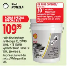 Canadian Tire T5 15W40 Synthetic Blend Diesel Oil offer
