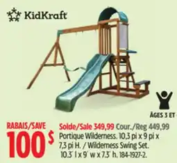 Canadian Tire KidKraft Wilderness Swing Set. 10.3´ l x 9´ w x 7.3´ h offer