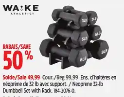 Canadian Tire WAKE Neoprene 32-lb Dumbbell Set with Rack offer