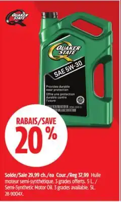 Canadian Tire Quaker State Semi-Synthetic Motor Oil offer