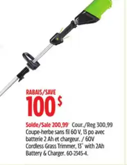 Canadian Tire Greenworks 60V Cordless Grass Trimmer offer