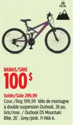 Canadian Tire Outlook DS Mountain Bike, 26˝. Grey/pink offer