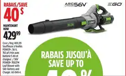 Canadian Tire EGO 56V POWER+ 765CFM Leaf Blower with 5Ah Battery and Charger offer