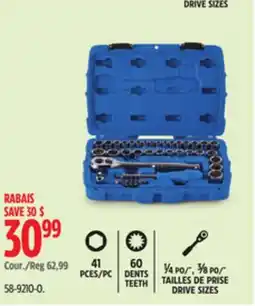 Canadian Tire Mastercraft Socket Set, SAE / Metric, CRV, Nickel-Chrome Plating, 41-pc offer