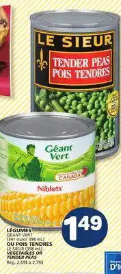 Marché Bonichoix GÉANT VERT (341 or 398 mL) OR POIS TENDRES LE SIEUR (398 mL) VEGETABLES OR TENDER PEAS offer