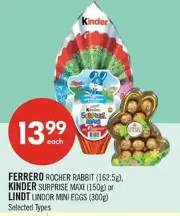 Shoppers Drug Mart Ferrero rocher rabbit, kinder surprise maxi or lindt lindor mini eggs offer