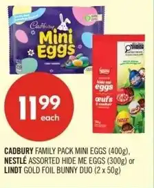Shoppers Drug Mart Cadbury family pack mini eggs nestlé assorted hide me eggs lindt gold foil bunny duo offer