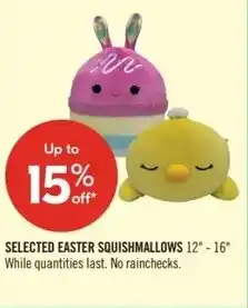 Shoppers Drug Mart Selected easter squishmallows offer