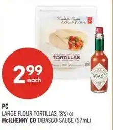 Shoppers Drug Mart PC large flour tortillas or mcilhenny co tabasco sauce offer