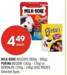 Shoppers Drug Mart Milk-bone biscuits, purina beggin' or dentalife dog treats offer