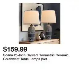 Wayfair Soana 25-Inch Carved Geometric Ceramic, Southwest Table Lamps (Set of 2) offer