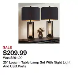 Wayfair 25 Louann Table Lamp Set With Night Light And USB Ports offer