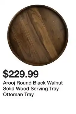 Wayfair Arooj Round Black Walnut Solid Wood Serving Tray Ottoman Tray offer