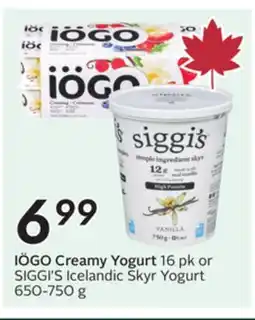 Sobeys IÖGO Creamy Yogurt offer
