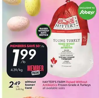 Sobeys HAYTER'S FARM Raised Without Antibiotics Frozen Grade A Turkeys offer