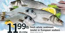 Fortinos FRESH WHOLE SEABREAM (ORATA) OR EUROPEAN SEABASS offer