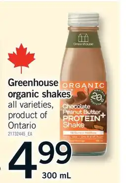 Fortinos GREENHOUSE ORGANIC SHAKES offer