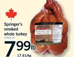Fortinos SPRINGER'S SMOKED WHOLE TURKEY offer
