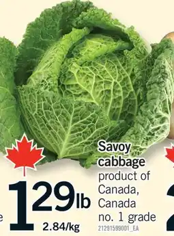 Fortinos SAVOY CABBAGE offer