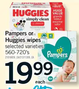 Fortinos PAMPERS OR HUGGIES WIPES, 560-720's offer