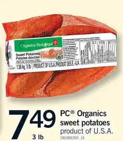 Fortinos PC ORGANICS SWEET POTATOES, 3 LB offer
