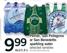 Fortinos PERRIER, SAN PELLEGRINO OR SAN BENEDETTO SPARKLING WATER, 6X1/1 offer