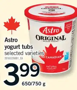 Fortinos ASTRO YOGURT TUBS, 650/750 G offer