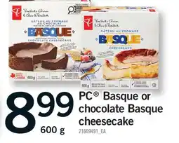 Fortinos PC BASQUE OR CHOCOLATE BASQUE CHEESECAKE offer