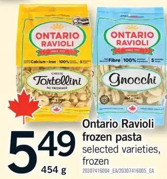 Fortinos ONTARIO RAVIOLI FROZEN PASTA offer