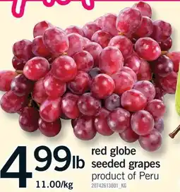 Fortinos RED GLOBE SEEDED GRAPES offer