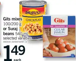 Fortinos Gits mixes, 100/200 g or Suraj beans offer