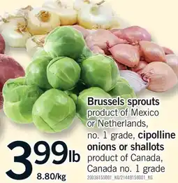 Fortinos BRUSSELS SPROUTS, CIPOLLINE ONIONS OR SHALLOTS offer