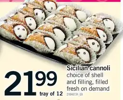 Fortinos SICILIAN CANNOLI, tray of 12 offer