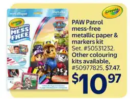Walmart PAW Patrol mess-free metallic paper & markers kit offer