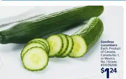 Walmart Seedless cucumbers offer