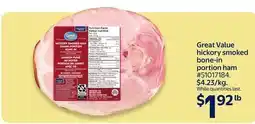 Walmart Great Value hickory smoked bone-in portion ham offer