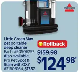 Walmart Little Green Max pet portable deep cleaner offer