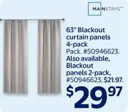 Walmart 63 Blackout Curtain Panels 4-Pack offer