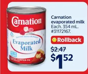 Walmart Carnation Evaporated Milk offer