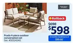 Walmart Prado 4-piece outdoor conversation set offer