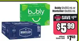 FreshCo Bubly 12x355 mL or Montellier 10x355 mL offer