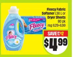 FreshCo Fleecy Fabric Softener 1.36 L or Dryer Sheets offer