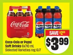 FreshCo Coca-Cola or Pepsi Soft Drinks 6x710 mL Selected Varieties offer