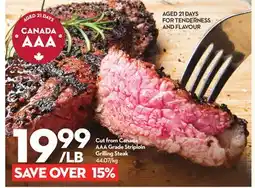 Longo's Cut from Canada AAA Grade Striploin Grilling Steak offer