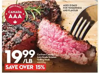 Longo's Cut from Canada AAA Grade Striploin Grilling Steak offer