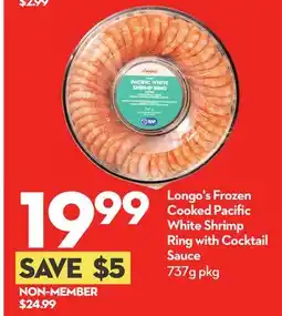 Longo's Frozen Cooked Pacifi c White Shrimp Ring with Cocktail Sauce offer